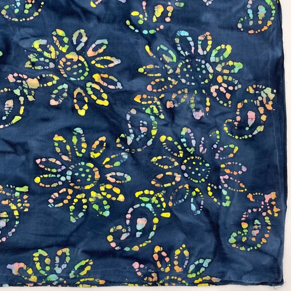 Batik Bandana Scarf Floral Paisley Blue Colorful Hippie Boho Unisex Cotton Artsy - Picture 6 of 10